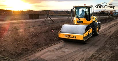 Уплотнение грунта катками