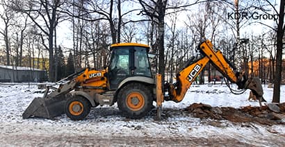 Аренда экскаватора погрузчика JCB 3CX с гидромолотом