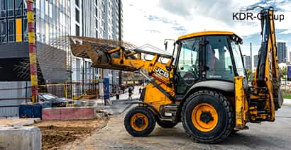 Аренда экскаватора погрузчика JCB 3CX с вилами